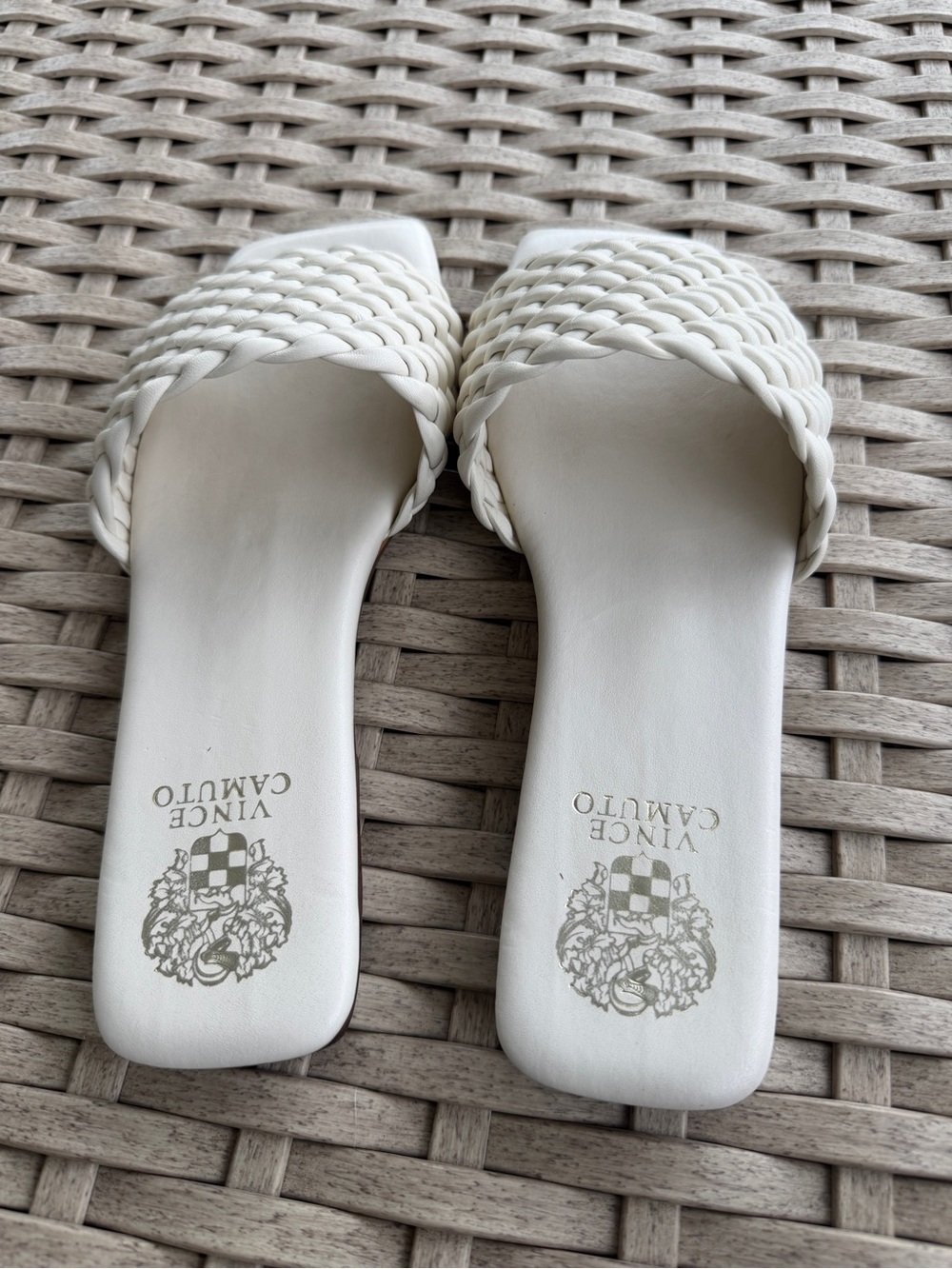 Vince Camuto Cream Braided Slide Sandals